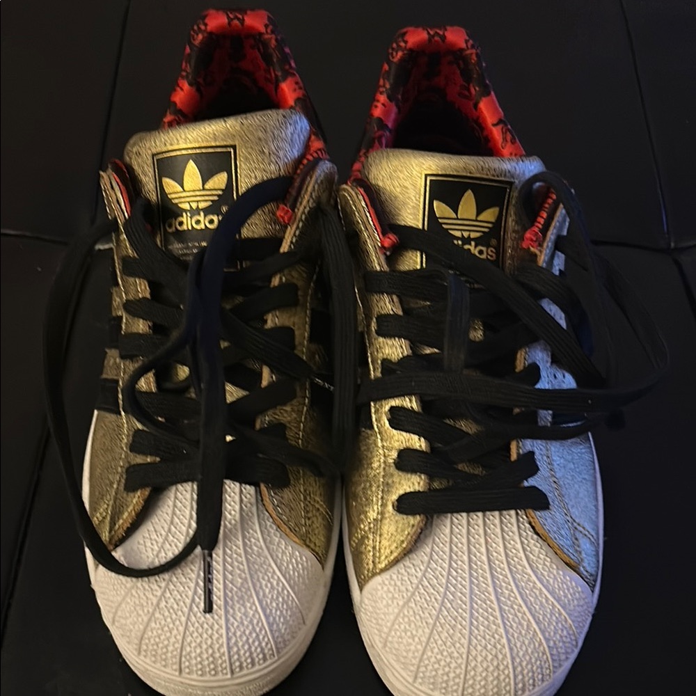 Adidas Gold and White Sneakers